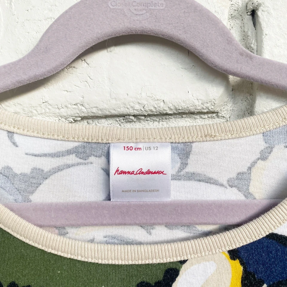 2 Hanna Andersson Dress Girls 150 Navy Floral Long Sleeve Tunic Skater Lot Sz 12 - Image 4 of 4