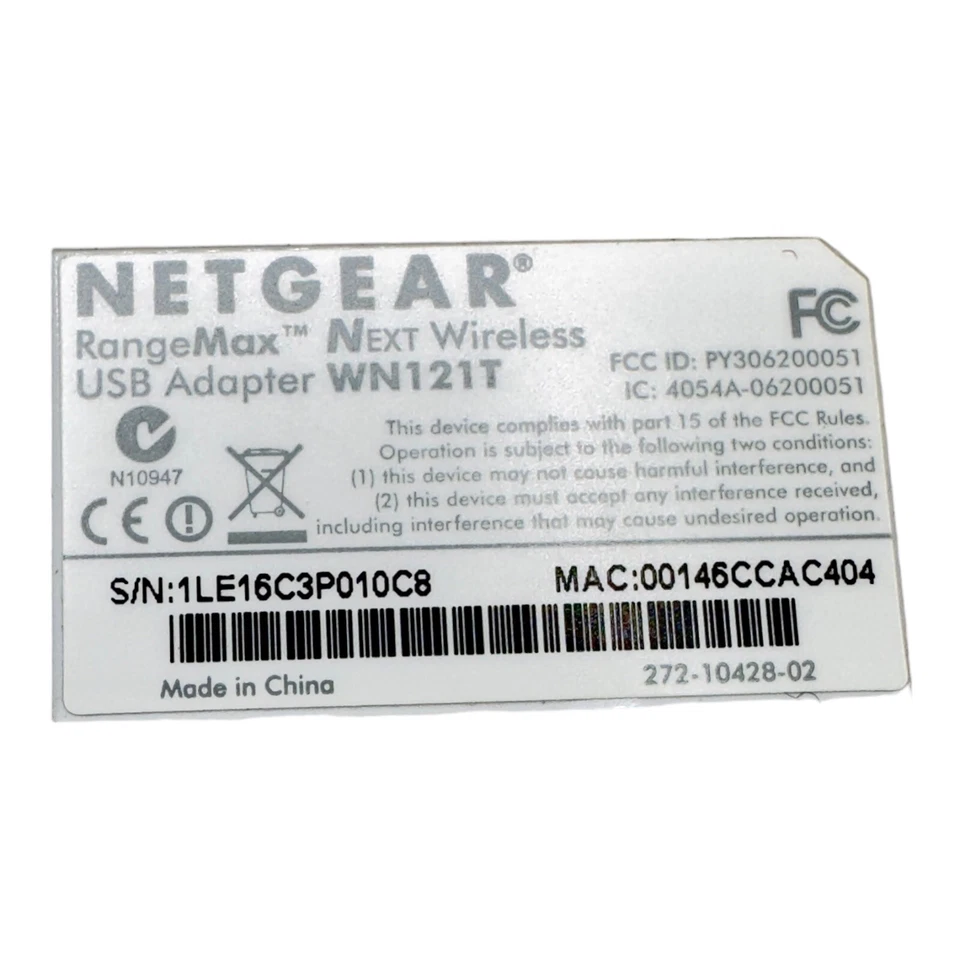 NETGEAR WN121T RangeMax Next Wireless-N Adapter IEEE 802.11b/g, Up to 300Mbps W - Image 3 of 4