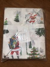 Pottery Barn Jolly Santa Queen Percale Sheet Set