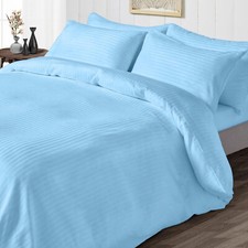 100 Cotton 1000TC Marvelous Duvet Collection Choose Item Sky Blue Stripes