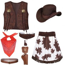 Cowboy Costume For Girls 6pcs Kids Cowgirl Western Dress Up Party Cosplay 310 Ye
