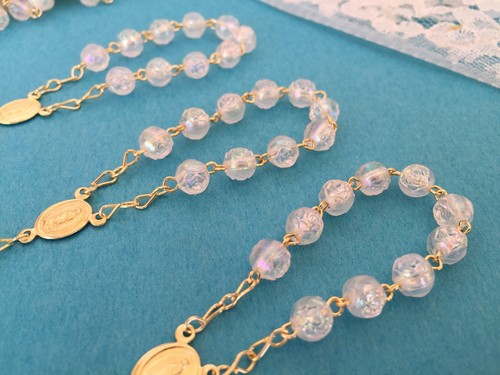 60 Pc Mini Rosary AB GOLD /Baptism Favor/Recuerdos De Bautizo /communion Favor - Picture 2 of 5
