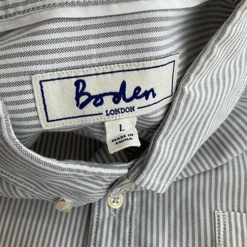 BODEN LONDON Shirt Men Large White Gray Striped Long Sleeve Button Down - Picture 7 of 7