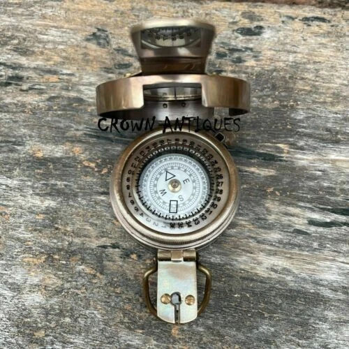 Vintage Solid Brass WWII Military Pocket Compass Antique Compass Designer Gift - Picture 2 of 16