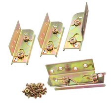 4 Sets Bed Rail Brackets, Bed Frame Hardware Non-Mortise Bed Rail Fittings wi...