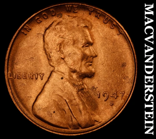 1947-S Lincoln Wheat Cent- Red- Choice Gem Brilliant Unc Luster No Reserve #J934
