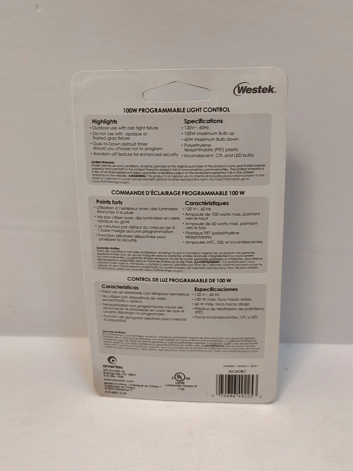 Westek SLC6C Outdoor Programmable Screw In Light Control 100W - Image 2 of 4