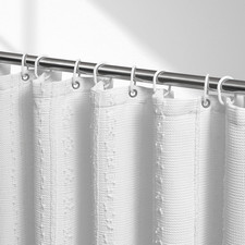 Cotton Blend Shower Curtain Waffle Weave Stripe 72 x 84 Heavy Duty Fabric