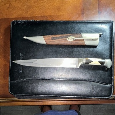 Vintage WWll knife with wood and bone from Africa with wood sheath