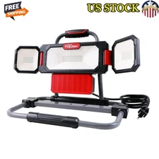 Adjustable LED Work Light W/ 3000 Lumens Foldable Design 120V Outlets Portable