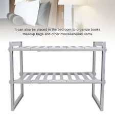 Under Sink Organizer 2 Tiers Stretchable Large Capacity Under Counter Storage