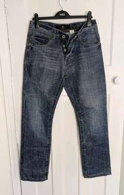 CROSSHATCH Baltimore Mens Straight Jeans 32R Blue Button Fly BNWT