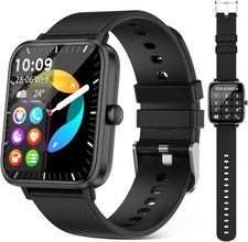 Smart Watch Answer/Make Call : 1.85" Waterproof Fitness Trackers Stone Black