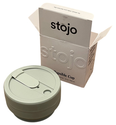 NEW Stojo Collapsible Cup Sage Green 12oz Reusable Travel Coffee Cup Silicone