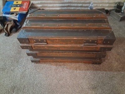 Antique Vanderman Productions Steel plated strongbox Chest