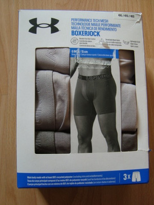 UNDER ARMOUR Boxershorts Gr. 4XL, 3er Pack Performance Tech, Grau,  6 Inch/15 cm