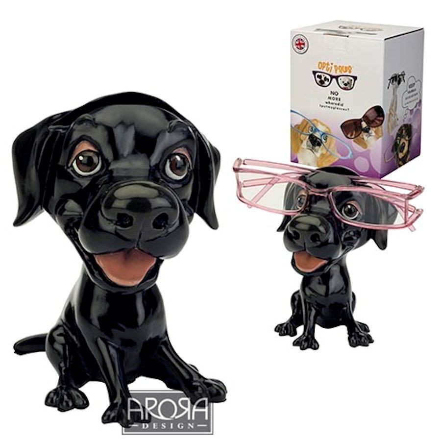 Optipaws Black Labrador Dog Figurine Glasses Holder