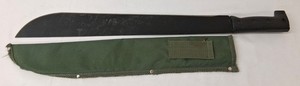 Black Metal Machete with Green Nylon Sheath