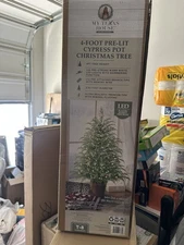 My Texas House Potted 4ft Pre-Lit Twinkle LED Cypress Artificial Christmas Tree