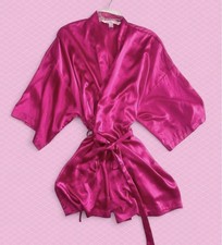 Victoria's Secret Hot Pink/Fuchsia Satin Tie-Waist Robe Y2K Vintage One Size