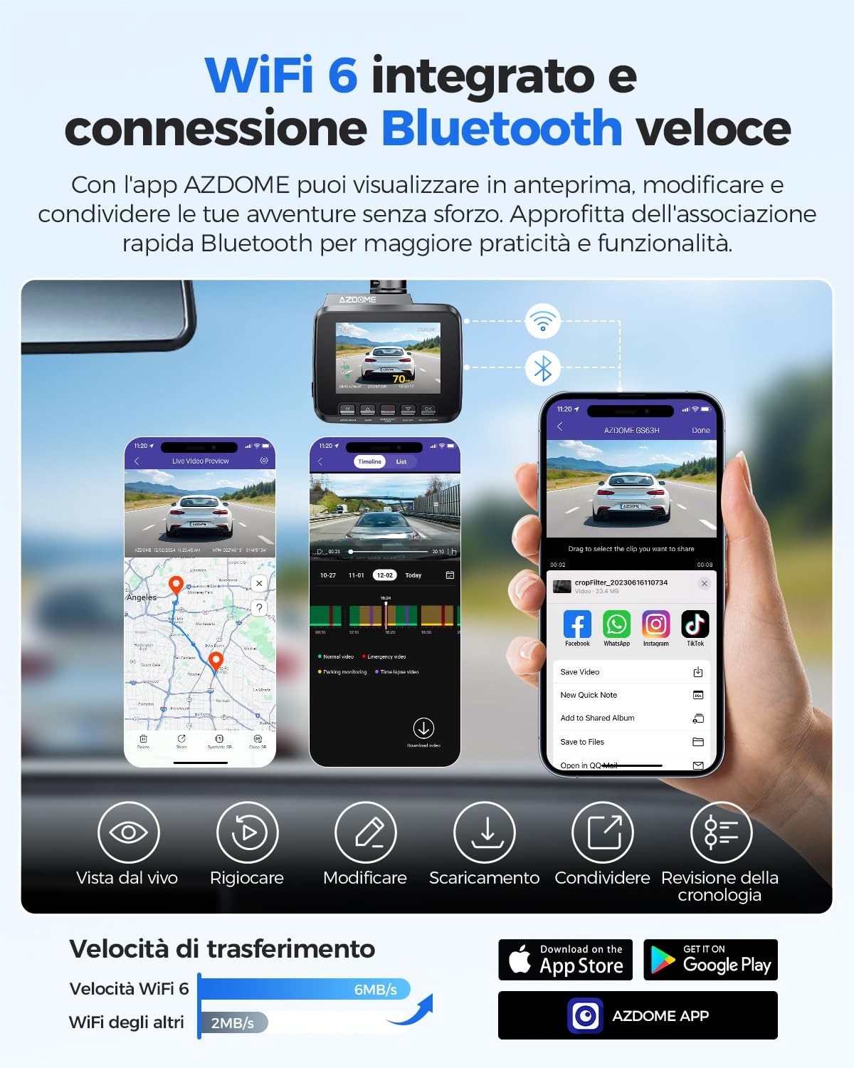 AZDOME - Telecamera per Auto 4K GPS WIFI Dash Cam Auto con Super Visione Notturna - Miniatura 12