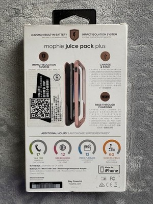 mophie Juice Pack Plus Rose Gold Battery Case iPhone 6/6s 3300mAh