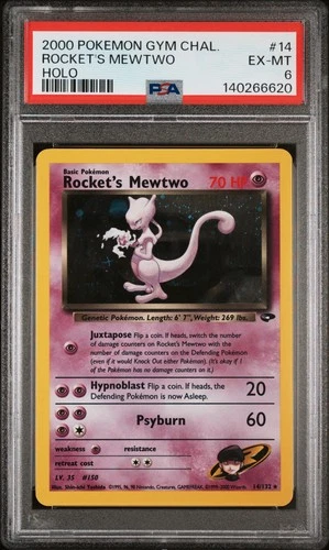 2000 POKEMON GYM CHALLENGE HOLO #14 ROCKET'S MEWTWO PSA 6