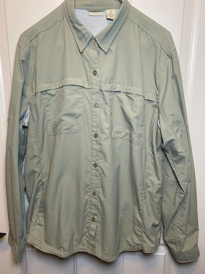 Camisa Gander Mountain para mujer XL de nailon para pesca senderismo mangas enrollables caqui Foto 2 de 4