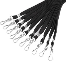 25 Pack Black Lanyard Bulk Lanyards for Id Badges Flat Lanyard with Badge Clip S