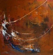 "Red Wires" Original Abstract Acrylic On Canvas Piece Outsider Work BEAUTIFUL