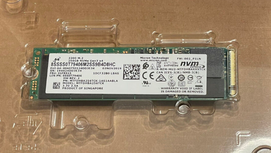 Micron 256GB 2200S NVMe PCIe Gen3 x4 SSD OEM *NEW*