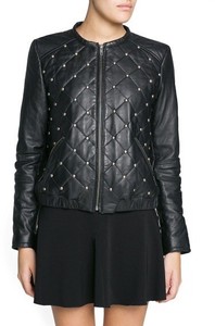 mango studded leather jacket