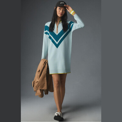 NEW Maeve Size M, Women's Varsity Half-Zip Tunic Mini Sweater Dress - Blue Motif | eBay NEW Maeve Size M, Women's Varsity Half-Zip Tunic Mini Sweater Dress - Blue Motif | eBay