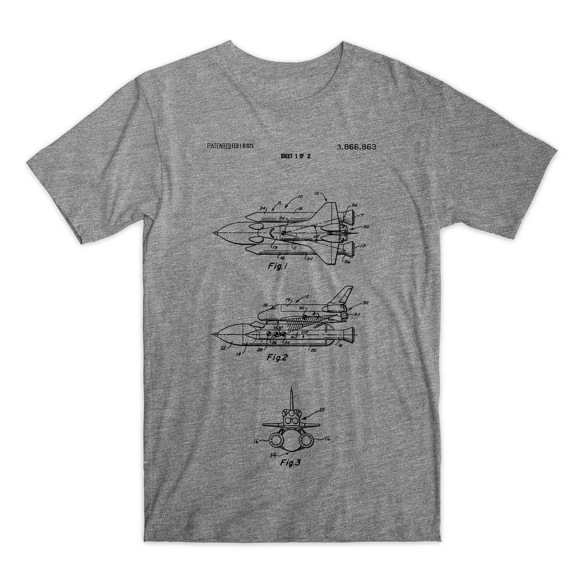 Space Shuttle Patent T-Shirt - NASA Patent Art