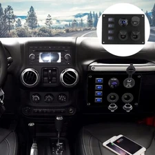 1x 4 Gang Rocker Switch Panel ON/Off Lights USB Ports Car Marine Circuit Breaker