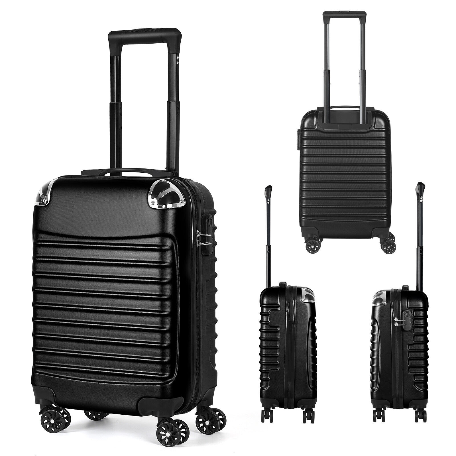 Carry-On 20 Inch Suitcase Airline Approved,Black Hardside Spinner Wheel ...