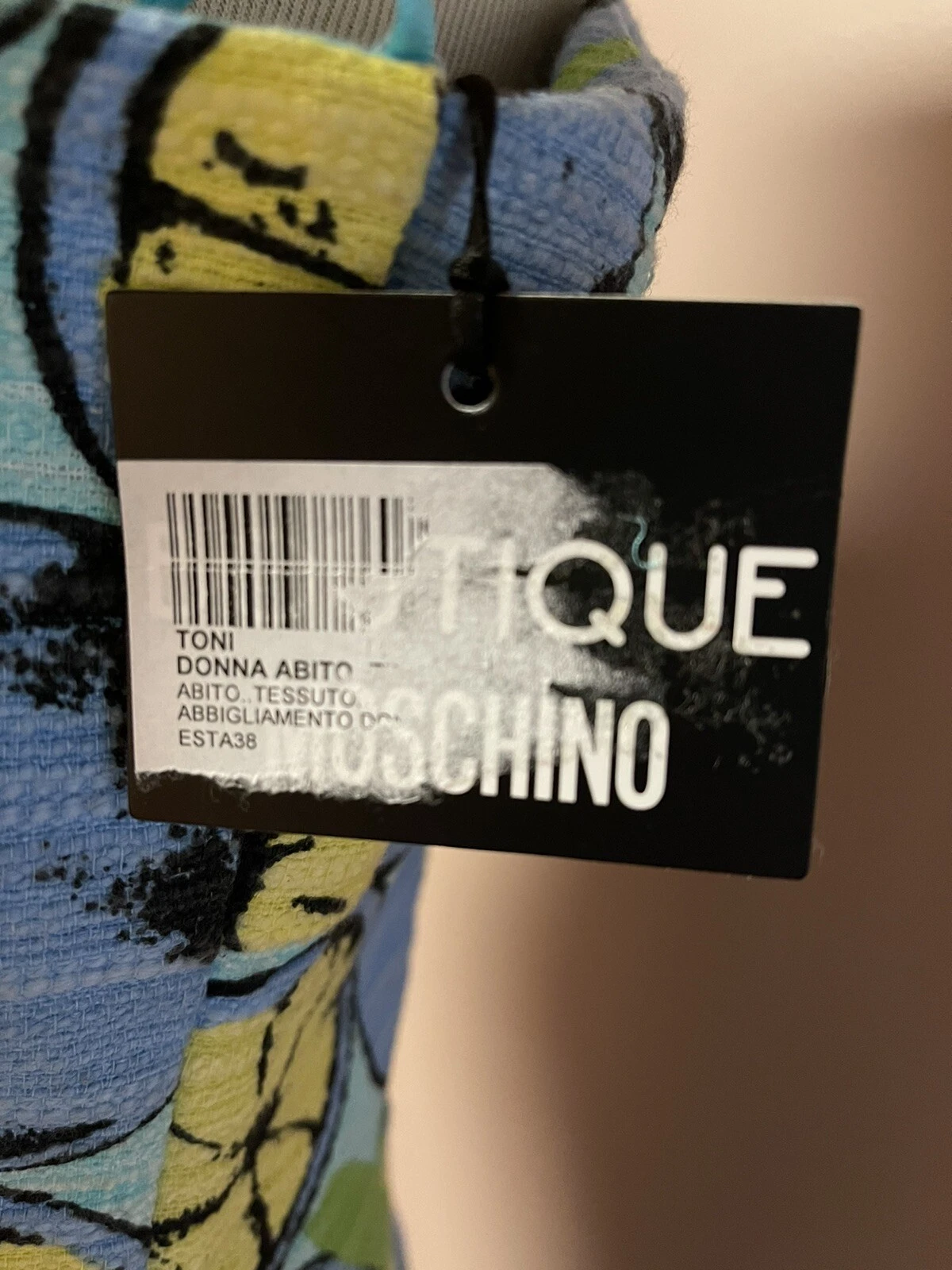 Boutique Moschino abito corto donna blu limoni taglia 46 nuovo con etichetta