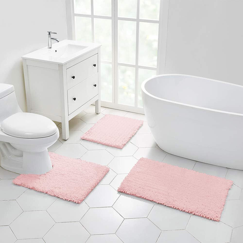 Walensee Bathroom Rug Non Slip Bath Mat (24X17 Inch Blush) Water