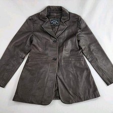 Fourteen Zero Jacket Coat Womens Genuine Leather Sz Medium Brown Ladies