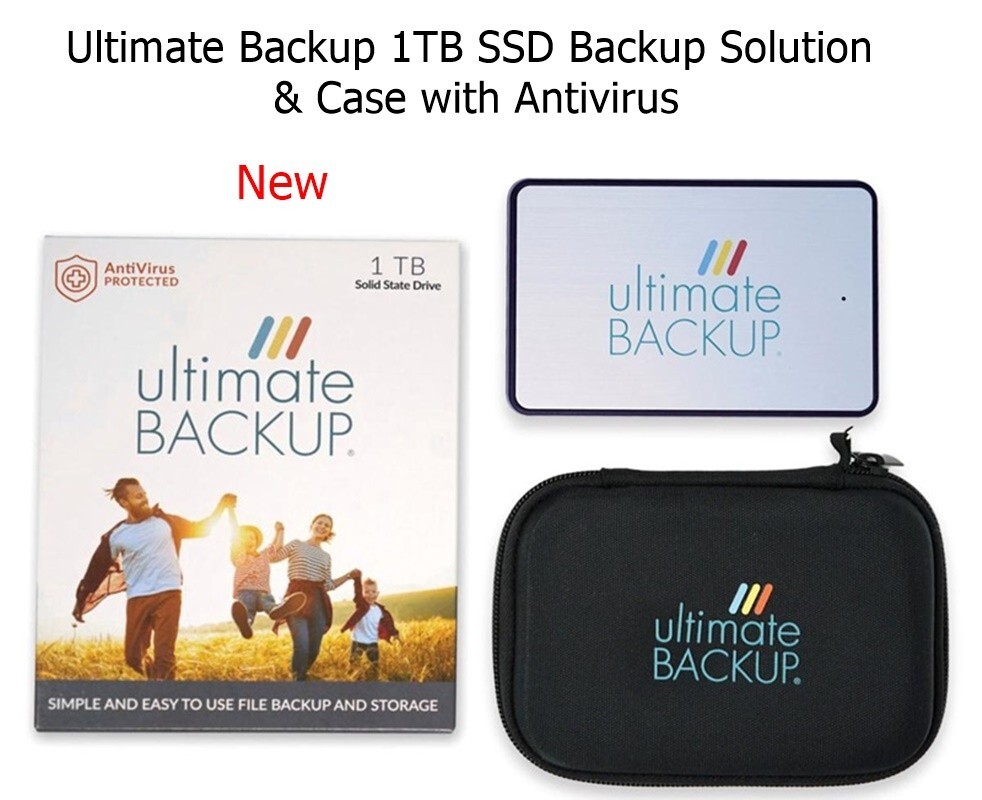 New Ultimate Backup 1TB SSD Backup Solution & Case with Antivirus