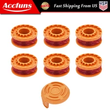 6 Pack For WORX WA0010 Replacement Spool Line With 1 Pack Spool Cap Cover