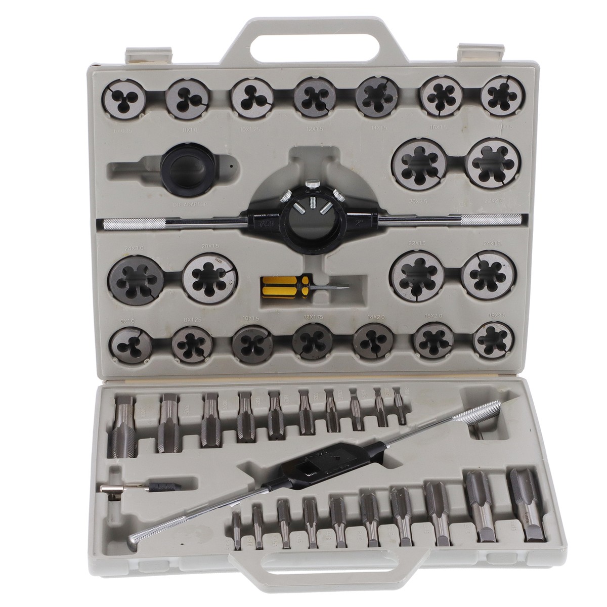 Professional 45-Piece High-Speed Steel Tap & Die Set – Metric 55° Cylindrical, With Storage Case, For Steel, Aluminum, Copper & More