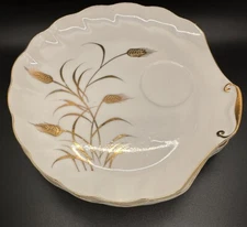 4 Lefton Saucers, Snack Set Wheat Pattern - Gold Trim