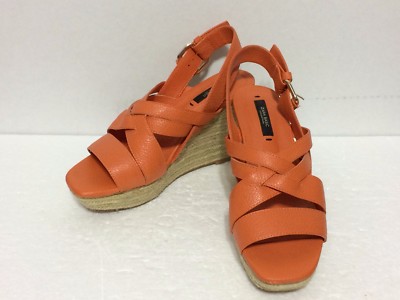 Zara Basic Collection ~ Cute Sexy Bright Orange Sandals, Sz 37, 4'' H