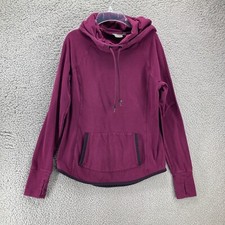 Athleta Hoodie High Neck Hoody Womens S Purple Plum Cotton Pullover Pocket