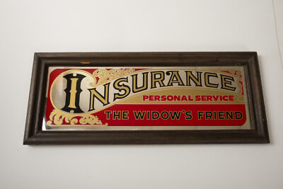 Framed Insurance Mirror (N4L) The Widow's Friend (JSF6) Vintage Personal Service