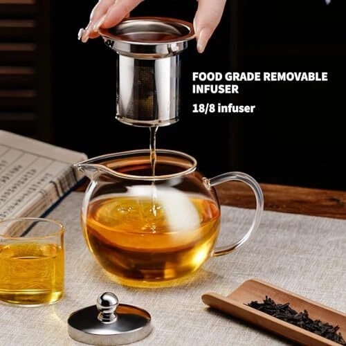 Glass Teapot Stovetop Borosilicate Clear Tea Kettle Stainles Steel