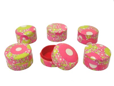 (34691) Mini Pillendose Seide Rot Innen Rund Kunst Decopatch