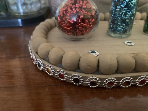 Four Mini Glass Bottles Filled With Tube Confetti On Wood Tray Decoration - Picture 4 of 4