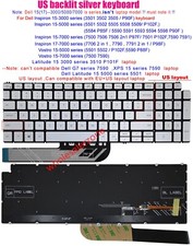 Silver backlit Keyboard for Dell Vostro 5501 5502 P102F 5590 P88F Latitude 3510